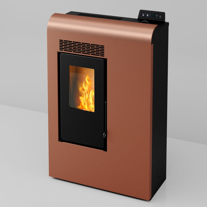 Liva 9 – Stufa a Pellet Compatta e Ventilata | 8,9 kW – Classe A+ | Colore Bronzo