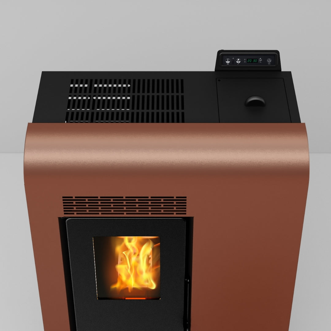 Liva 9 – Stufa a Pellet Compatta e Ventilata | 8,9 kW – Classe A+ | Colore Bronzo