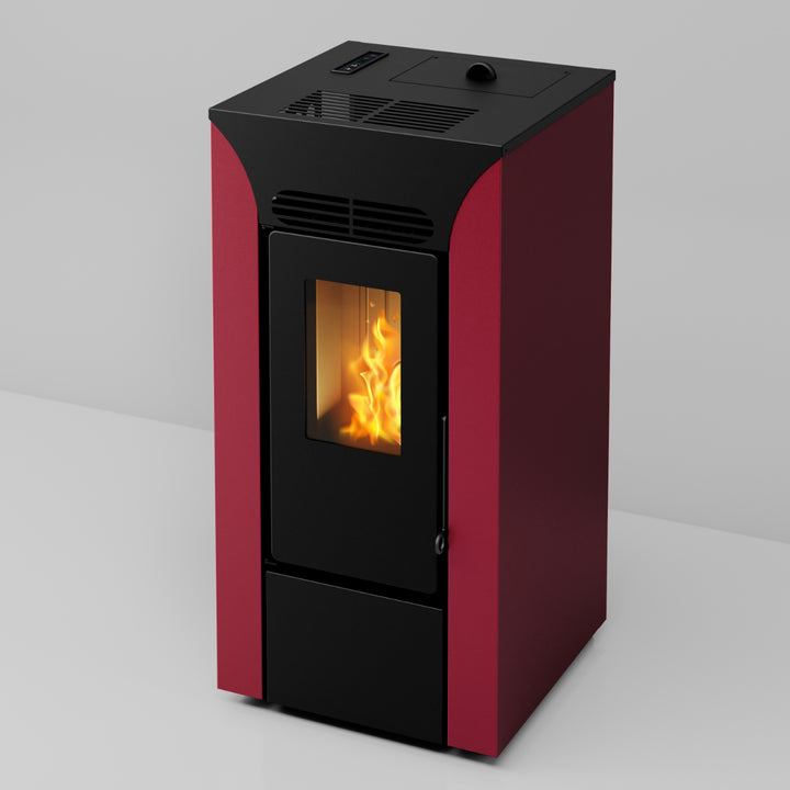 Anja 9 – Stufa a Pellet Compatta e Canalizzabile | 8,9kW – Classe A+ | Colore Bordeaux