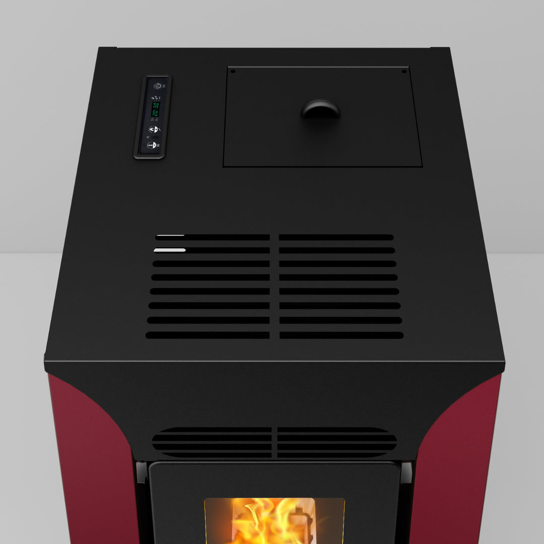 Anja 9 – Stufa a Pellet Compatta e Canalizzabile | 8,9kW – Classe A+ | Colore Bordeaux