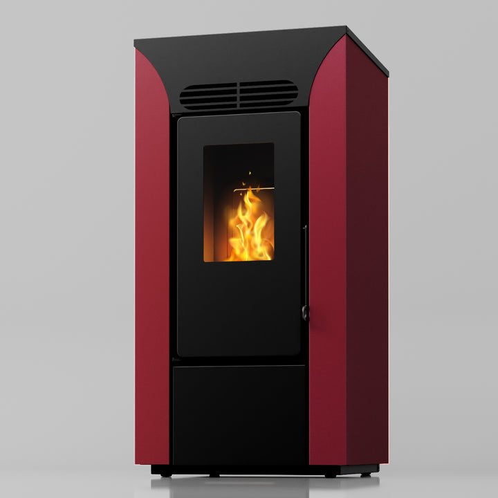 Anja 9 – Stufa a Pellet Compatta e Canalizzabile | 8,9kW – Classe A+ | Colore Bordeaux