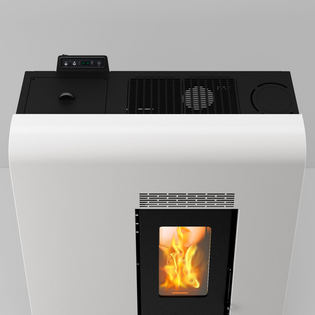 Eira 12 – Stufa Canalizzata a Pellet  | 11,61 kW – Classe A+ | Colore Bianco