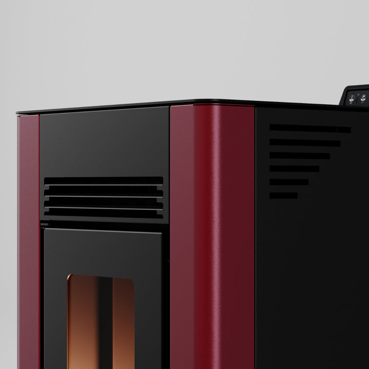 Mira 9 – Stufa a Pellet con sistema Ray Clean - Canalizzabile | 8,9kW – Classe A+ | Colore Bordeaux