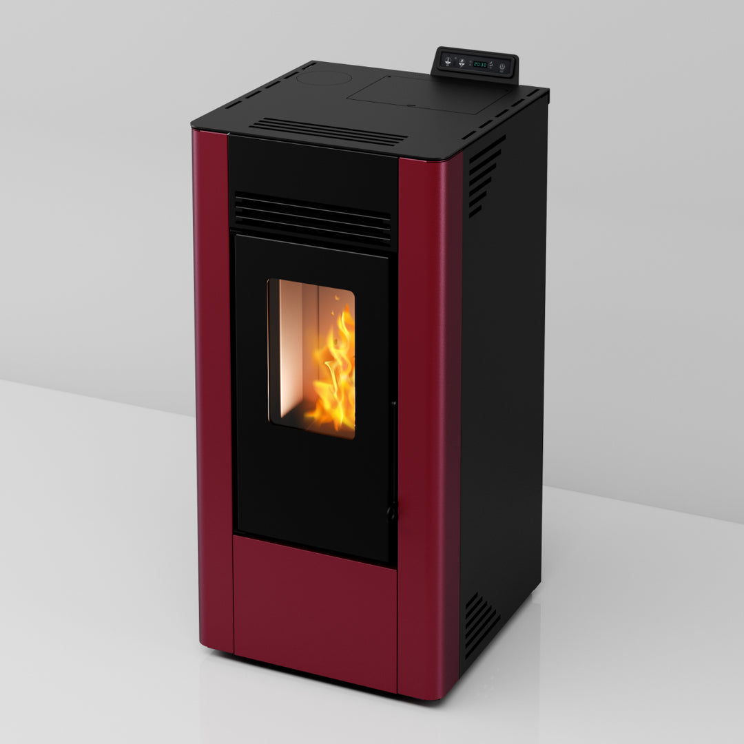 Mira 9 – Stufa a Pellet con sistema Ray Clean - Canalizzabile | 8,9kW – Classe A+ | Colore Bordeaux