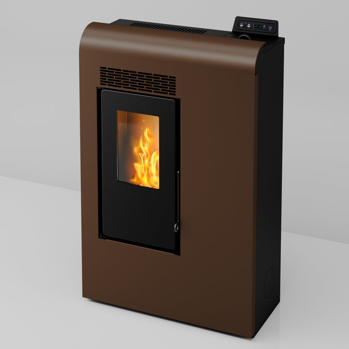 Liva 9 – Stufa a Pellet Compatta e Ventilata | 8,9 kW – Classe A+ | Colore Bronzo