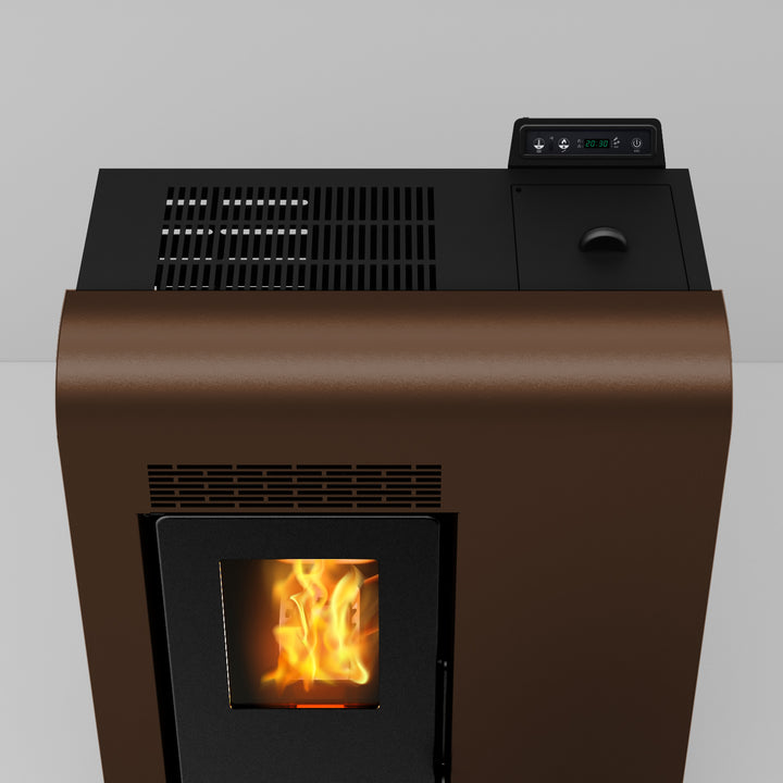Liva 9 – Stufa a Pellet Compatta e Ventilata | 8,9 kW – Classe A+ | Colore Bronzo