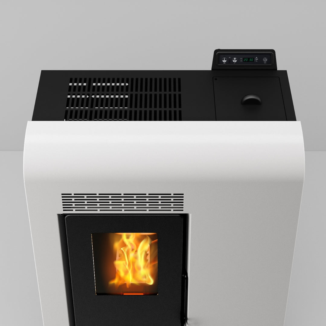 Liva 9 – Stufa a Pellet Compatta e Ventilata | 8,9 kW – Classe A+ | Colore Bianco