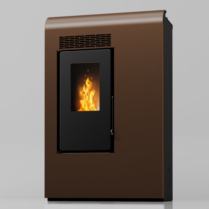 Liva 9 – Stufa a Pellet Compatta e Ventilata | 8,9 kW – Classe A+ | Colore Bronzo