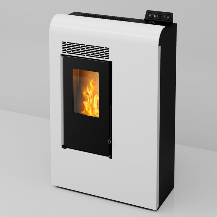 Liva 9 – Stufa a Pellet Compatta e Ventilata | 8,9 kW – Classe A+ | Colore Bianco