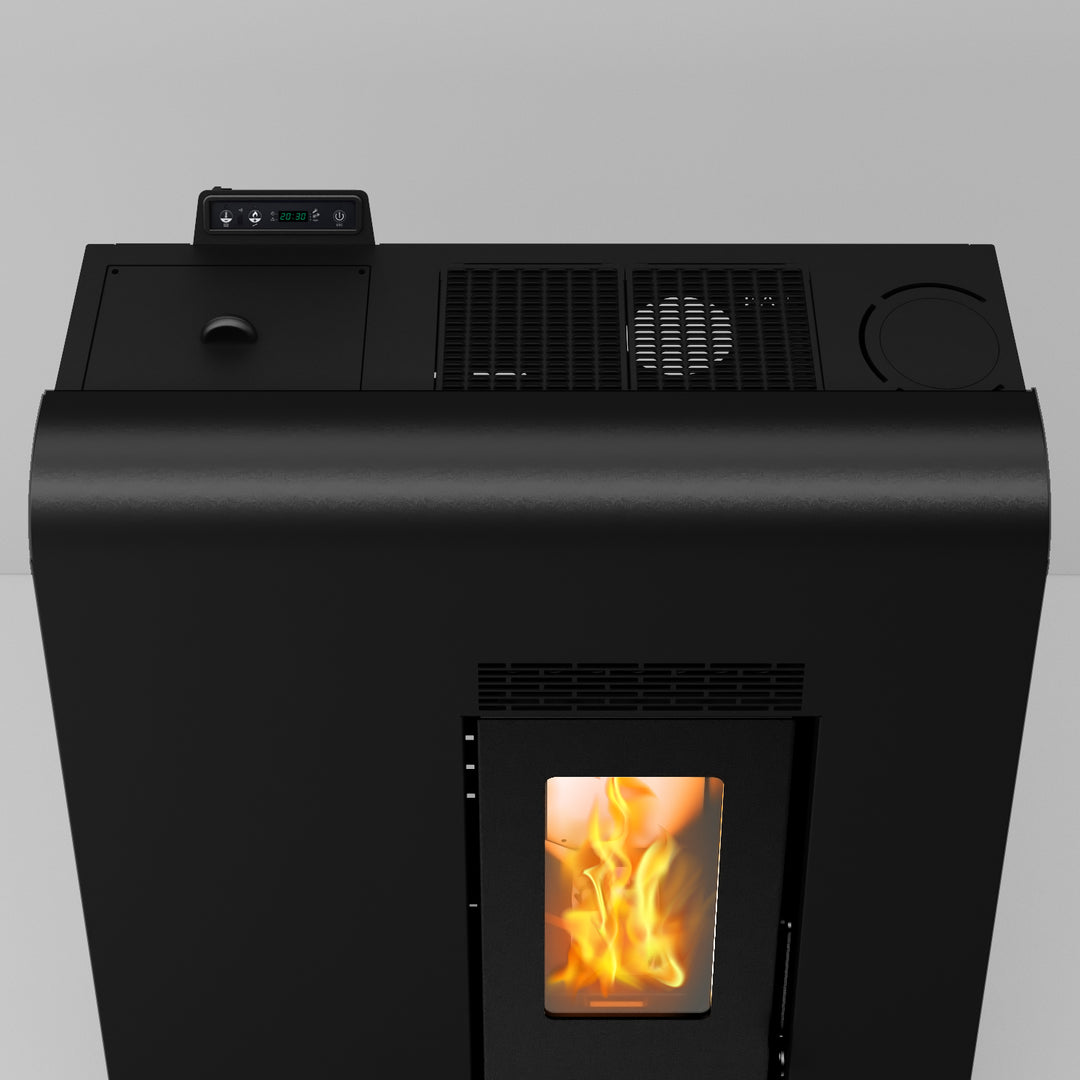 Eira 12 – Stufa Canalizzata a Pellet  | 11,6 kW – Classe A+ | Colore Nero