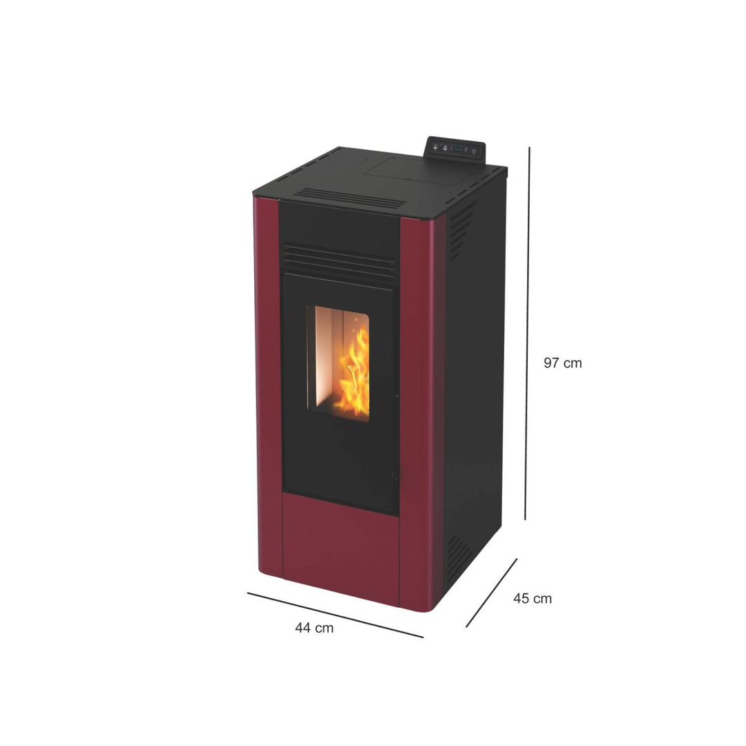 Mira 9 – Stufa a Pellet con sistema Ray Clean - Canalizzabile | 8,9kW – Classe A+ | Colore Bordeaux