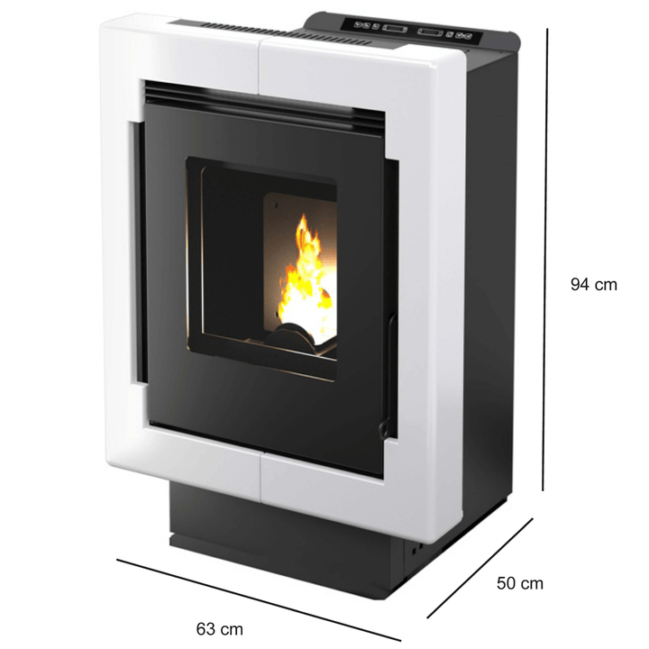 Lumi 11,6 kw – Classe A+ | Stufa a Pellet in Maiolica | Colore Bianco