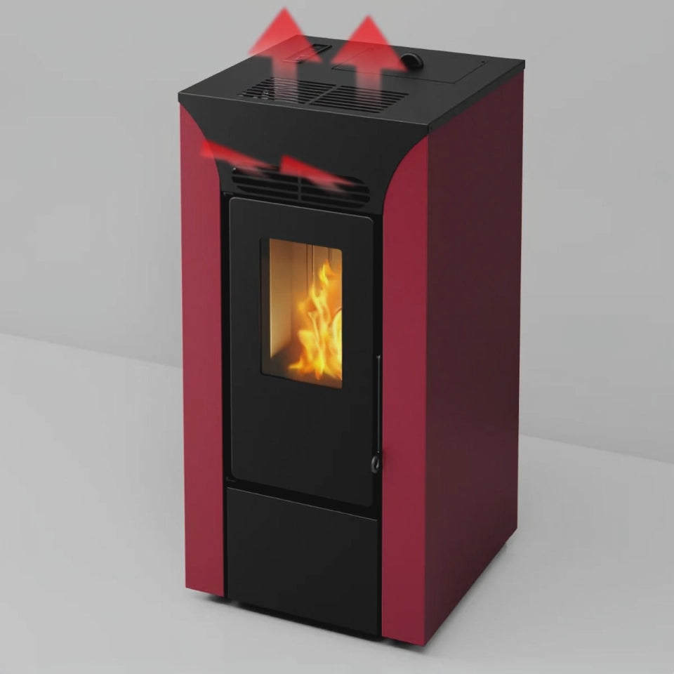 Anja 8,7 kW – 5 Stelle | Stufa a Pellet Compatta e Canalizzabile | Colore Bordeaux