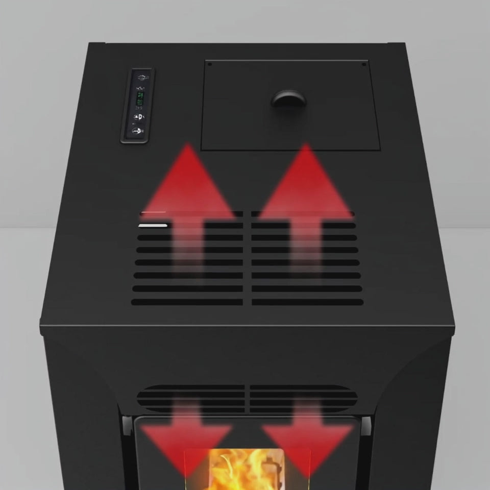 Anja 9 – Stufa a Pellet Compatta e Canalizzabile | 8,9kW – Classe A+ | Colore Nero