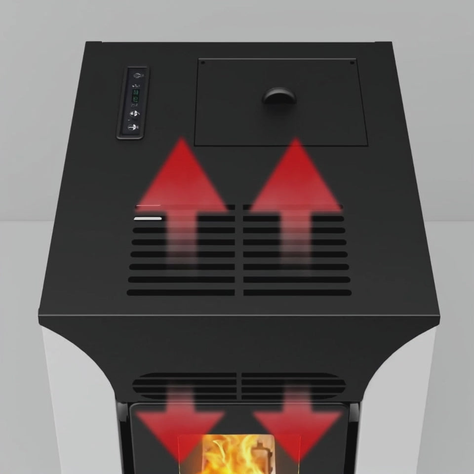 Anja 9 – Stufa a Pellet Compatta e Canalizzabile | 8,9kW – Classe A+ | Colore Bianco