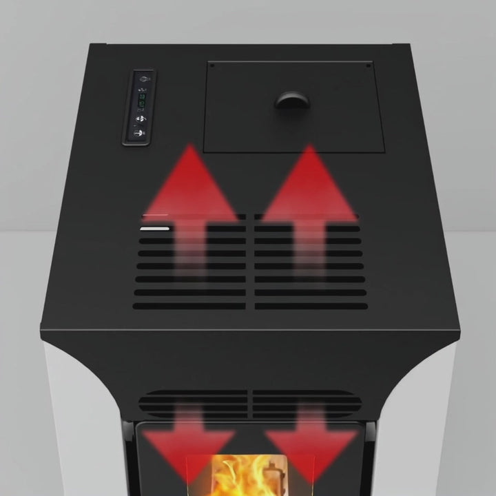 Anja 9 – Stufa a Pellet Compatta e Canalizzabile | 8,9kW – Classe A+ | Colore Bianco