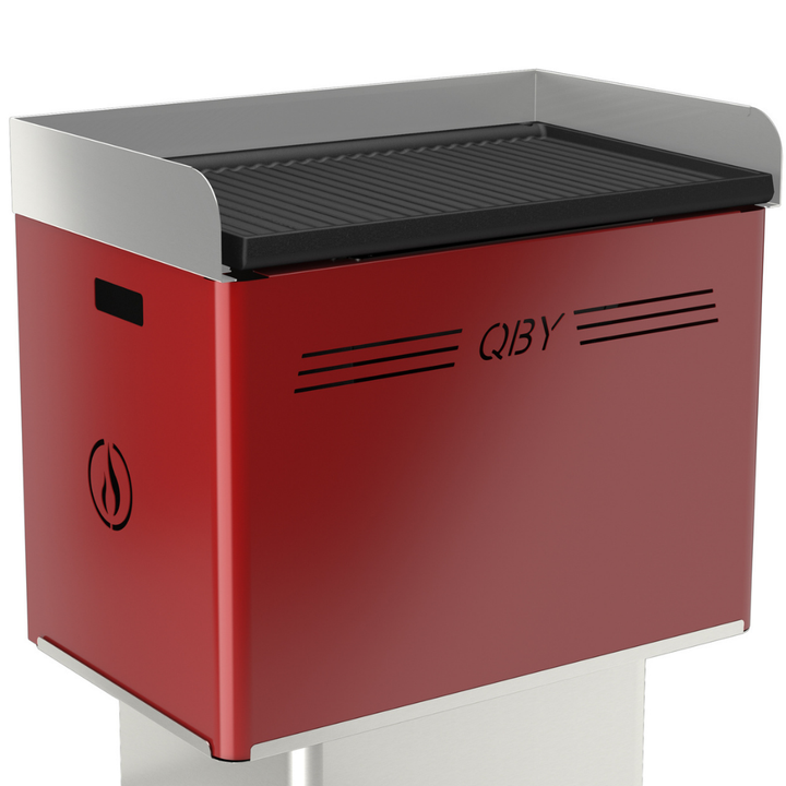 QBY Nero - Barbecue a Pellet Portatile con Piastra in Ghisa 60×38 – Richiudibile