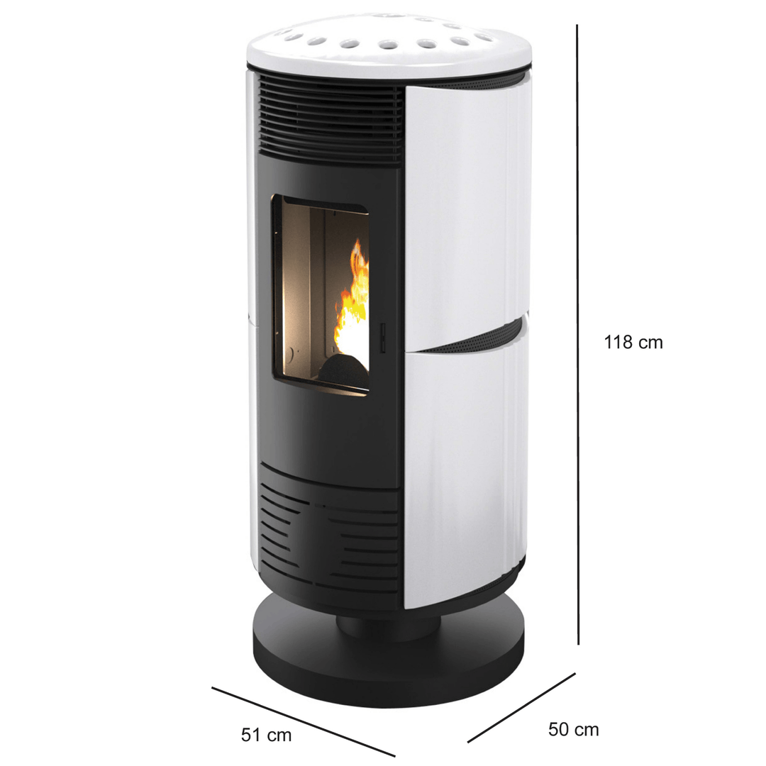Sana 11,6 kw – Classe A+ | Stufa a Pellet in Maiolica | Colore Bianco